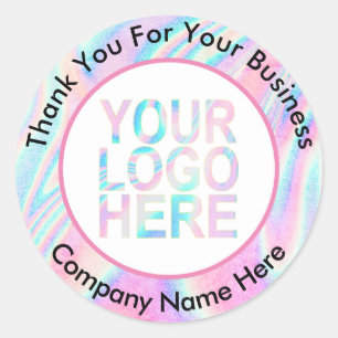 Sticker Rond Logo de société personnalisé avec texte holographi