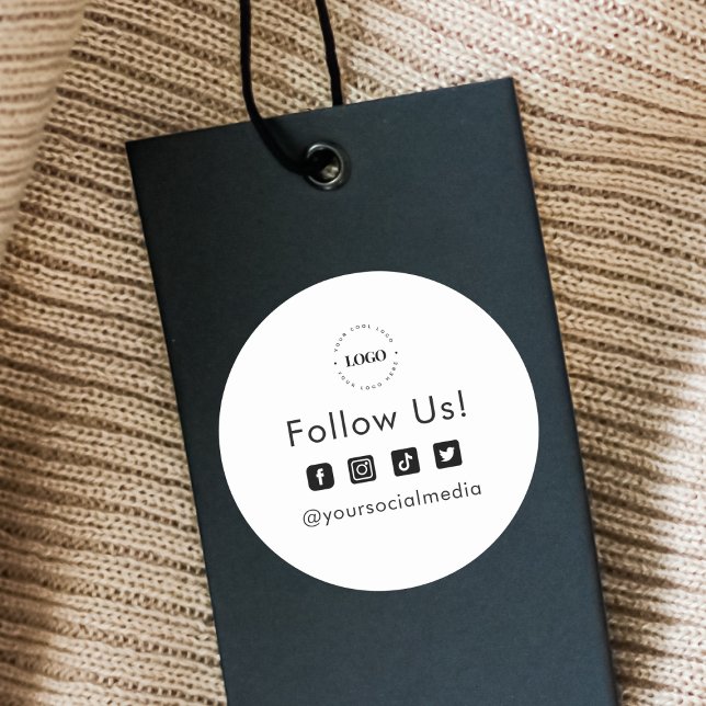 Sticker Rond Logo de société personnalisé simple pour suivre su (Créateur téléchargé)