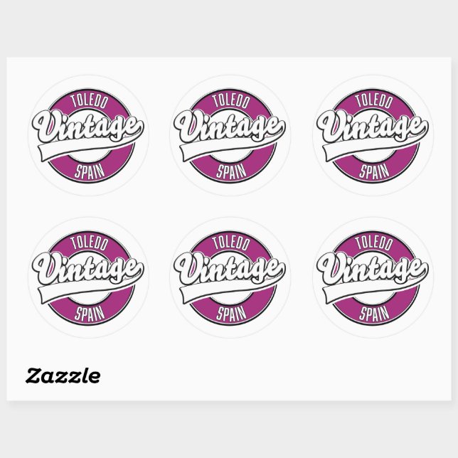 Sticker Rond Logo de style rétro de Toledo Espagne (Feuille)
