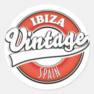 Sticker Rond Logo de style vintage d'Ibiza Espagne