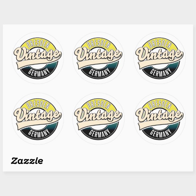 Sticker Rond Logo de style vintage Dresde (Feuille)