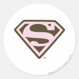 Sticker Rond Logo de Supergirl Pink and Brown