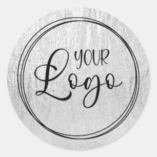 Sticker Rond Logo de texture en verre d'argent