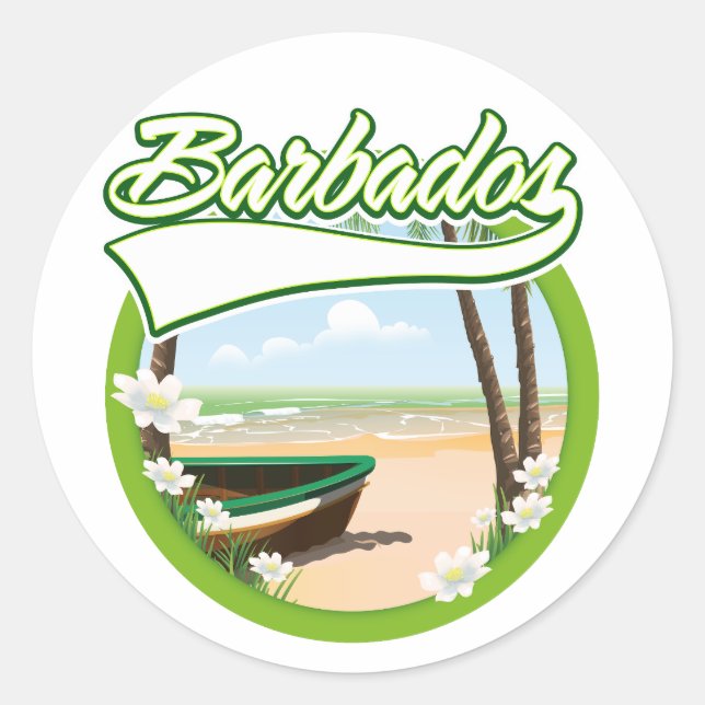 Sticker Rond logo de voyage à la Barbade (Devant)
