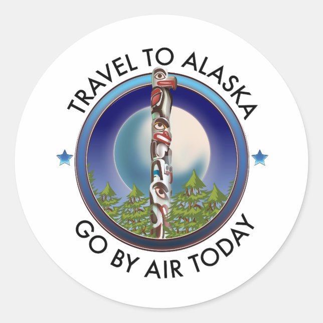 Sticker Rond logo de voyage en Alaska (Devant)