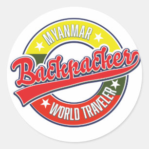 Sticker Rond logo de voyageur du monde routard Myanmar