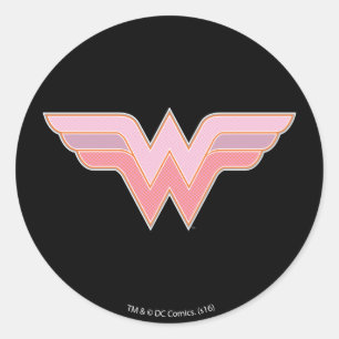 Sticker Rond Logo de Wonwoman Pink and Orange Mesh