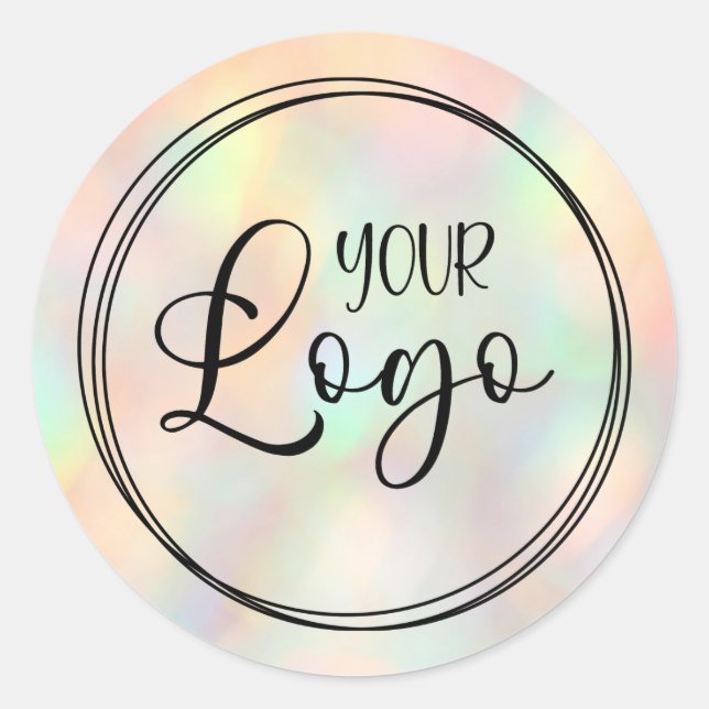 Sticker Rond Logo dégradé holographique pêche pastel (Devant)