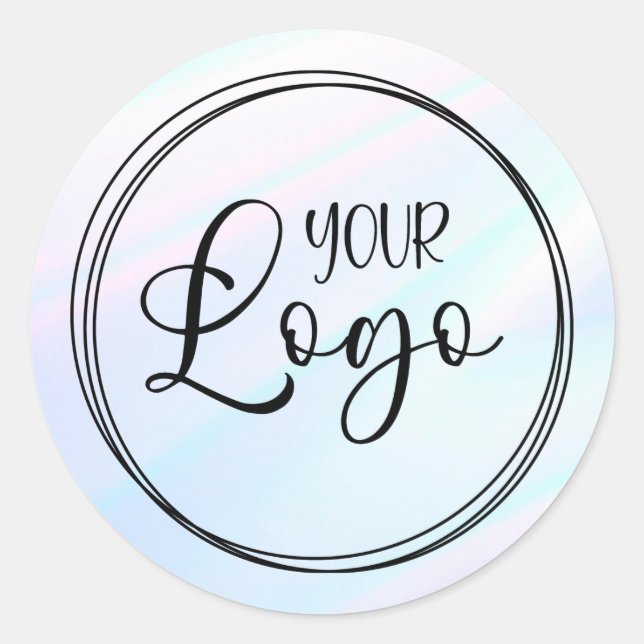 Sticker Rond Logo dégradé holographique turquoise rose blanc (Devant)