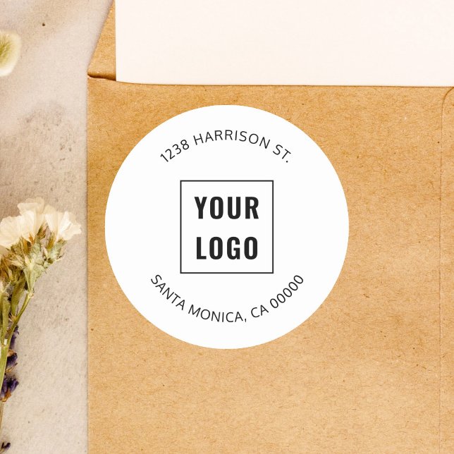 Sticker Rond Logo d'entreprise Adresse de retour simple (Créateur téléchargé)