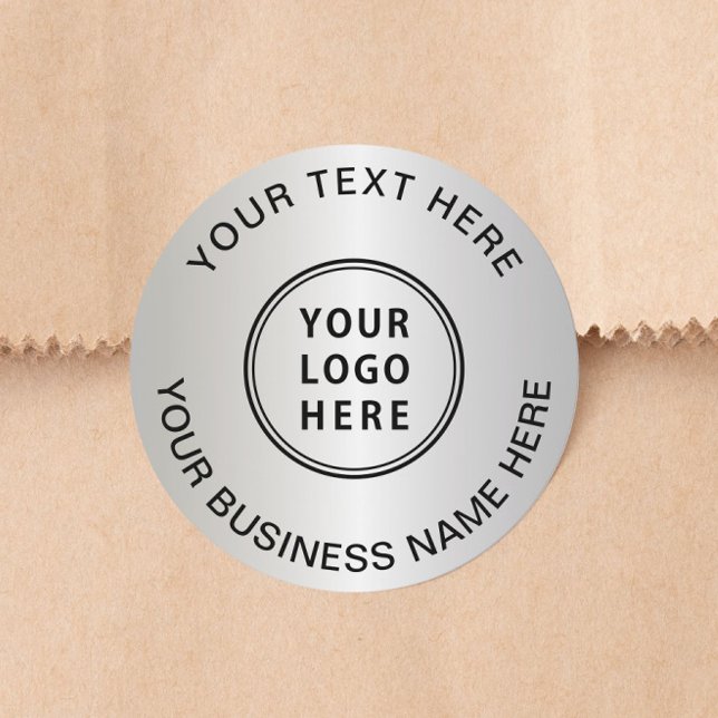 Sticker Rond Logo d'entreprise Argent (Créateur téléchargé)