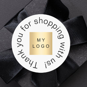 Sticker Rond Logo d'entreprise blanc simple merci
