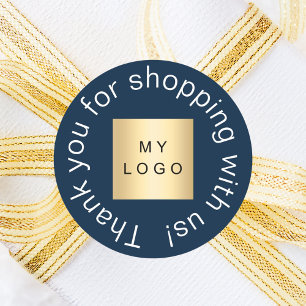 Sticker Rond Logo d'entreprise bleu marine merci