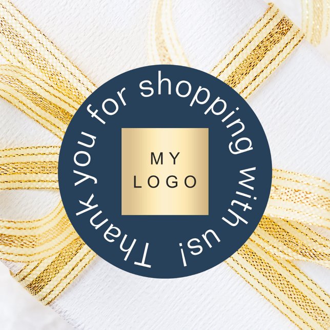 Sticker Rond Logo d'entreprise bleu marine merci (Créateur téléchargé)