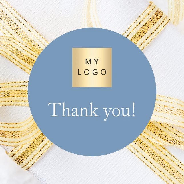 Sticker Rond Logo d'entreprise bleu poussiéreux merci (Créateur téléchargé)
