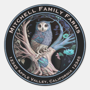 Sticker Rond Logo d'entreprise de Yin Yang Owl