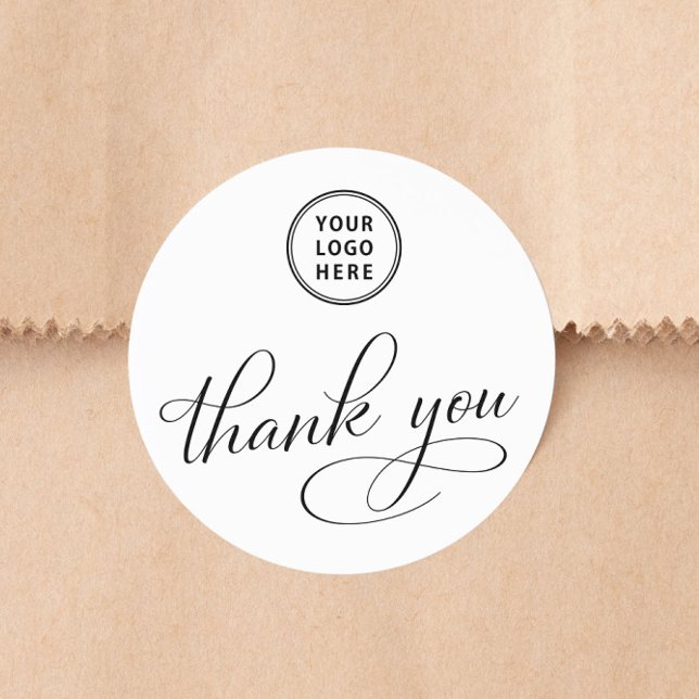 Sticker Rond Logo d'entreprise Écriture Élégante Merci (Créateur téléchargé)