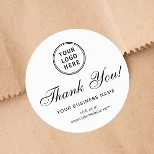 Sticker Rond Logo d'entreprise Écriture Élégante Merci