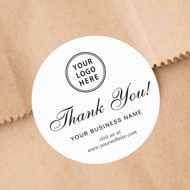 Sticker Rond Logo d'entreprise Écriture Élégante Merci (Créateur téléchargé)