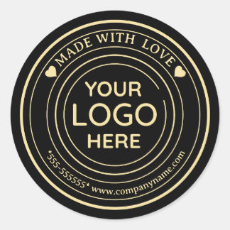 Sticker Rond Logo d'entreprise "Fabriqué avec amour"