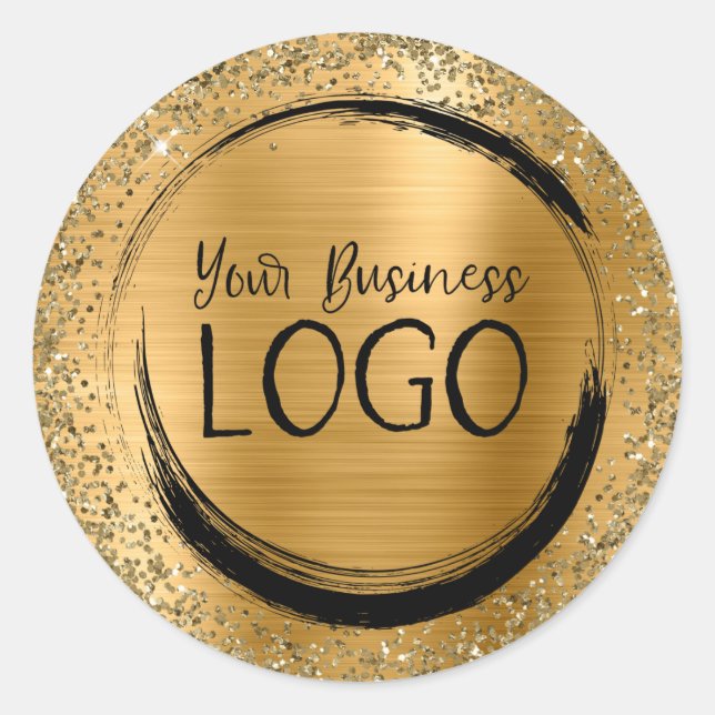 Sticker Rond Logo d'entreprise Gold Foil et Parties scintillant (Devant)