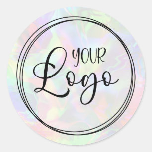 Sticker Rond Logo d'entreprise holographique pastel abstrait