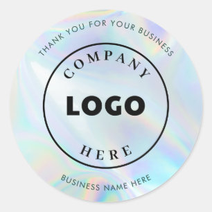 Sticker Rond Logo d'entreprise iridescent personnalisé simple