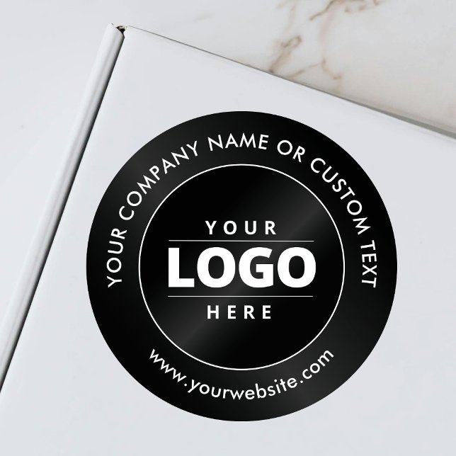 Sticker Rond Logo d'entreprise Luxe Minimal Noir Expédition  (Créateur téléchargé)