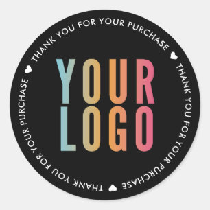 Sticker Rond Logo d'entreprise Merci pour votre achat en noir