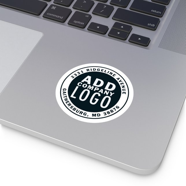Sticker Rond Logo d'entreprise minimaliste simple (Your Business Logo Round Classic Sticker)