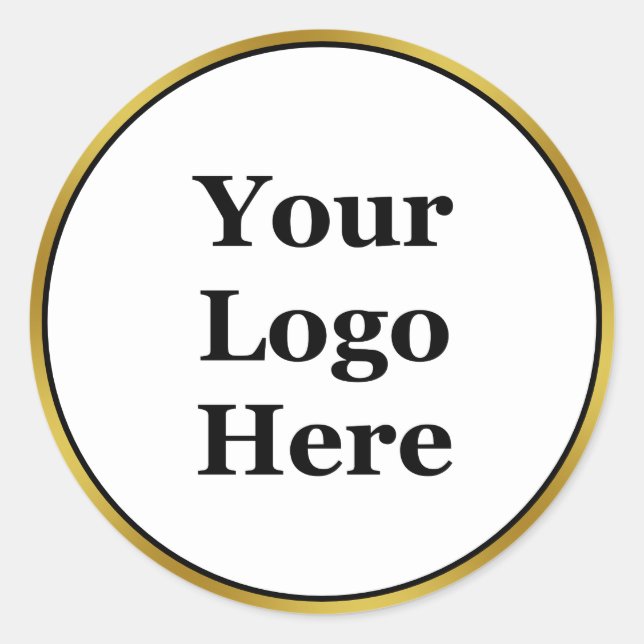 Sticker Rond Logo d'entreprise Modèle noir blanc et or (Devant)