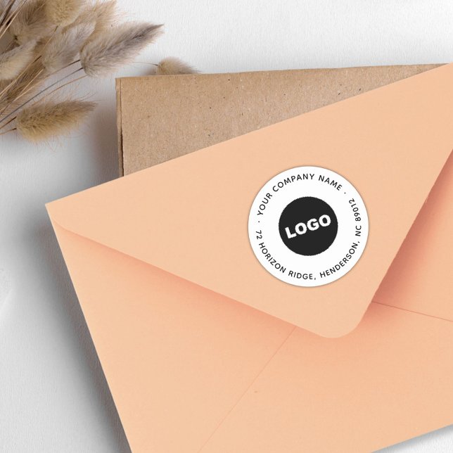 Sticker Rond Logo d'entreprise Modern Round Retour Adresse Slog (Business Logo Modern Round Return Address Slogan Classic Round Sticker)