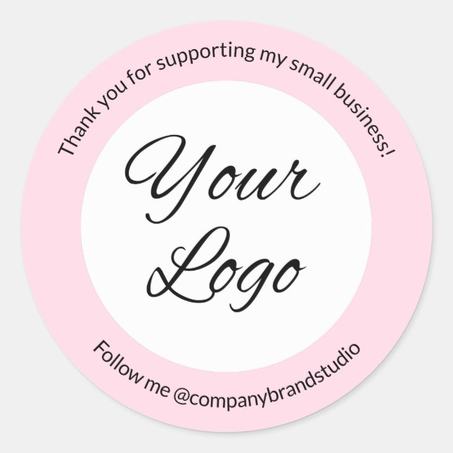 Sticker Rond Logo d'entreprise moderne en Merci rose clair (Devant)