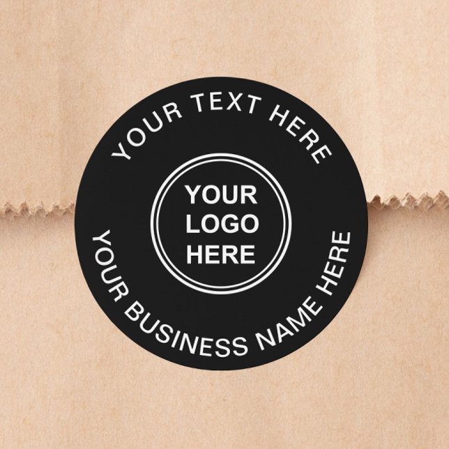 Sticker Rond Logo d'entreprise Noir (Créateur téléchargé)