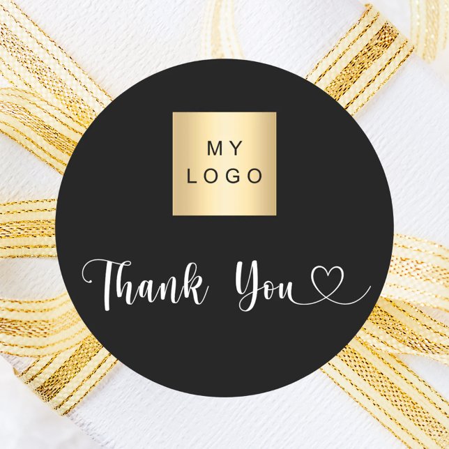Sticker Rond Logo d'entreprise noir blanc merci (Créateur téléchargé)
