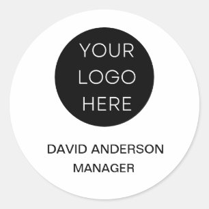 Sticker Rond Logo d'entreprise personnalisé Blanc moderne