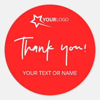 Sticker Rond Logo d'entreprise personnalisé Merci de marque rou