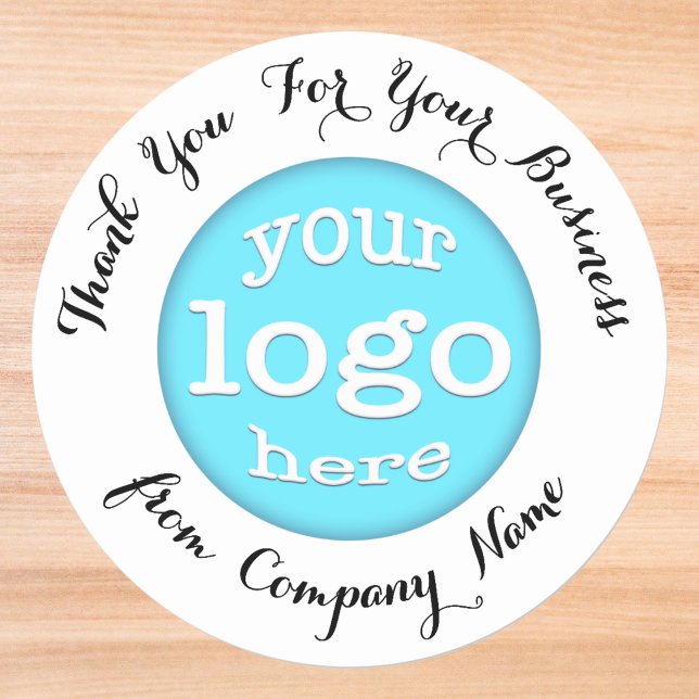 Sticker Rond Logo d'entreprise personnalisé Merci élégant (Custom Business Company Logo Elegant Thank You Classic Round Sticker)