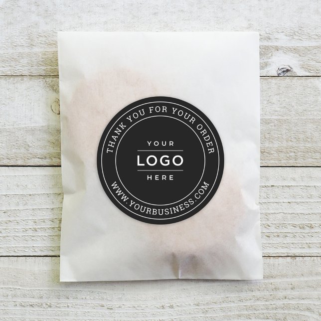 Sticker Rond Logo d'entreprise personnalisé noir arrondi (Créateur téléchargé)