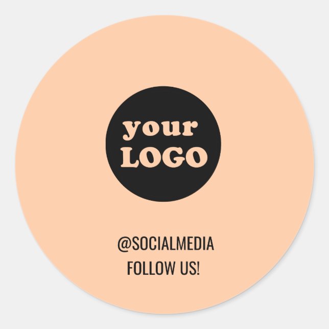 Sticker Rond Logo d'entreprise personnalisé Peach moderne (Devant)