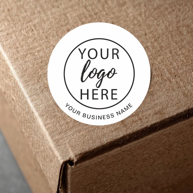 Sticker Rond Logo d'entreprise personnalisé simple (Simple Business Logo Custom Classic Round Sticker)
