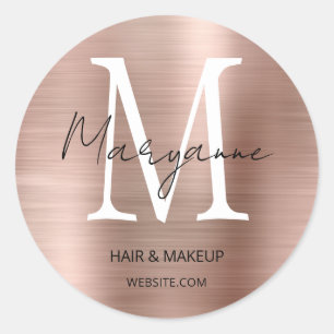 Sticker Rond Logo d'entreprise rose Gold Monogram