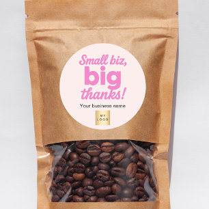 Sticker Rond Logo d'entreprise rose Merci