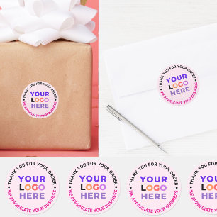 Sticker Rond Logo d'entreprise rose Merci de marque