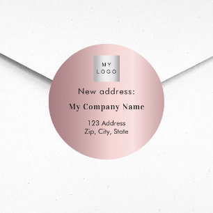 Sticker Rond Logo d'entreprise rose vif déplacé nouvelle adress