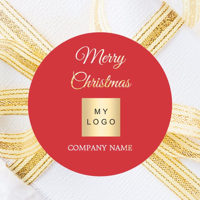 Sticker Rond logo d'entreprise rouge de Noël (Créateur téléchargé)