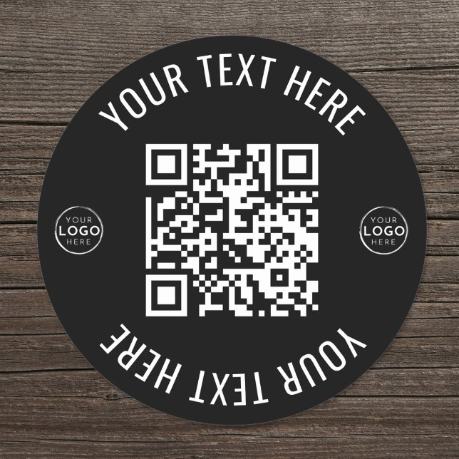 Sticker Rond Logo d'entreprise Scanner le code QR (Business Logo Scan QR Code Classic Round Sticker)