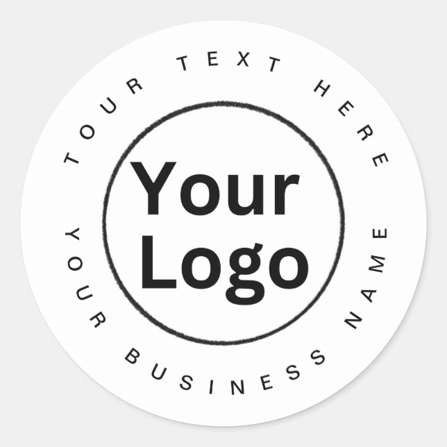 Sticker Rond Logo d'entreprise simple noir et blanc (Devant)