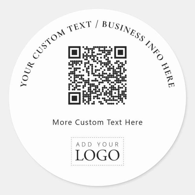 Sticker Rond Logo d'entreprise simple QR Code promotionnel (Devant)