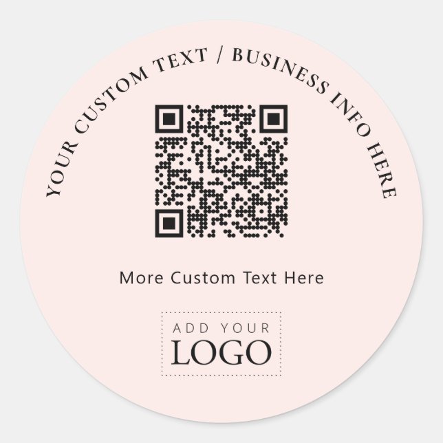 Sticker Rond Logo d'entreprise simple rose QR Code promotionnel (Devant)